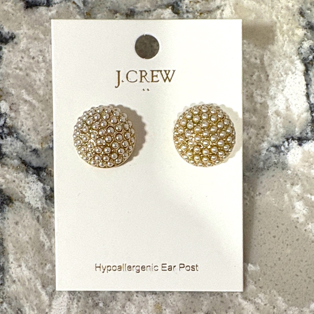J. Crew Pearl and Gold Cluster Earrings